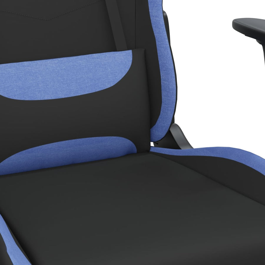 Gamestoel met voetensteun stof zwart en blauw Zwart en blauw Met voetensteun