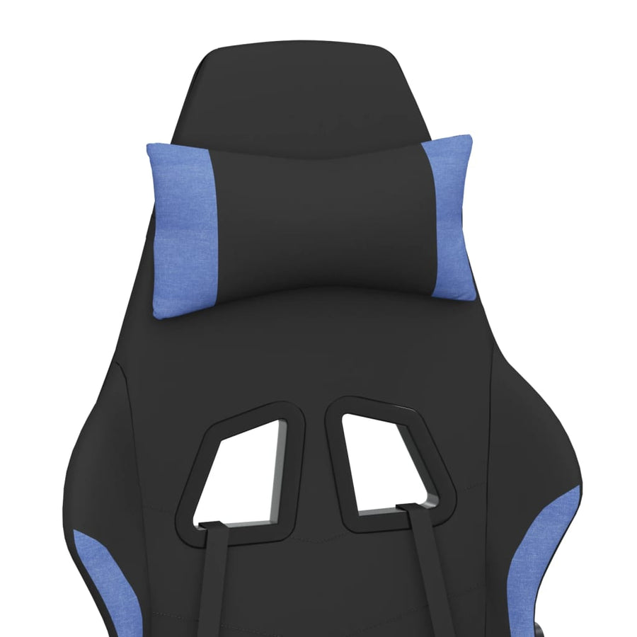 Gamestoel met voetensteun stof zwart en blauw Zwart en blauw Met voetensteun