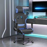 Gamestoel stof zwart blauw met voetensteun