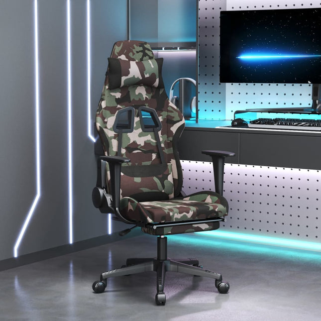 Gamestoel met voetensteun stof camouflage en zwart Camouflage en zwart Met voetensteun