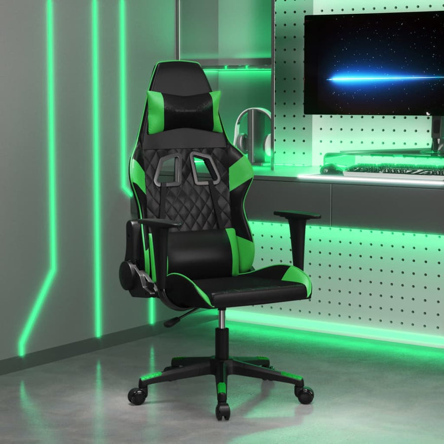 Gamestoel Kunstleer 1 Zwart en groen Zonder voetensteun