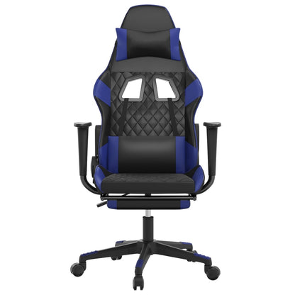 Gamestoel met voetensteun kunstleer zwart en blauw Zwart en blauw Met voetensteun