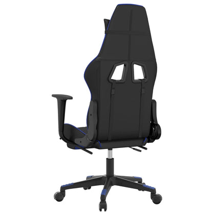 Gamestoel met voetensteun kunstleer zwart en blauw Zwart en blauw Met voetensteun