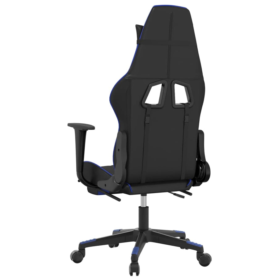 Gamestoel met voetensteun kunstleer zwart en blauw Zwart en blauw Met voetensteun