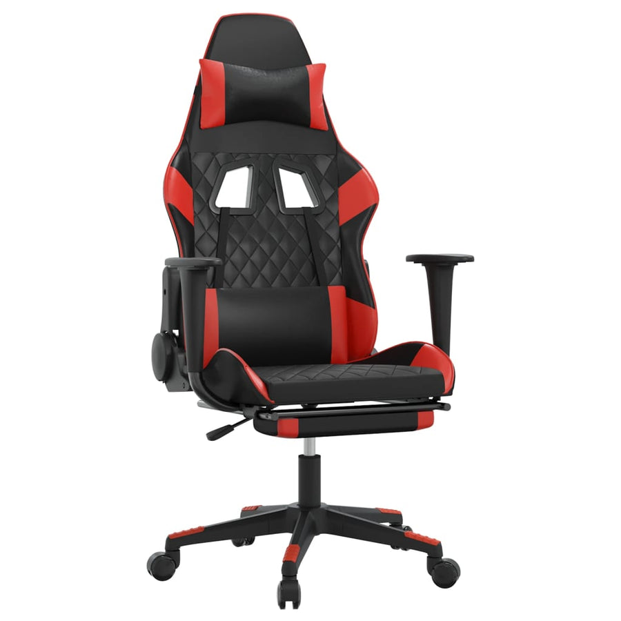 Gamestoel met voetensteun kunstleer zwart en rood Zwart en rood Met voetensteun
