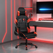 Gamestoel kunstleer zwart rood met voetensteun