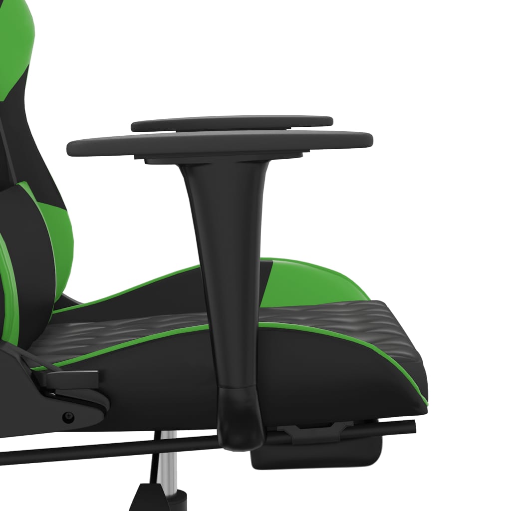 Gamestoel met voetensteun kunstleer zwart en groen Zwart en groen Met voetensteun