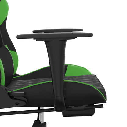 Gamestoel met voetensteun kunstleer zwart en groen Zwart en groen Met voetensteun
