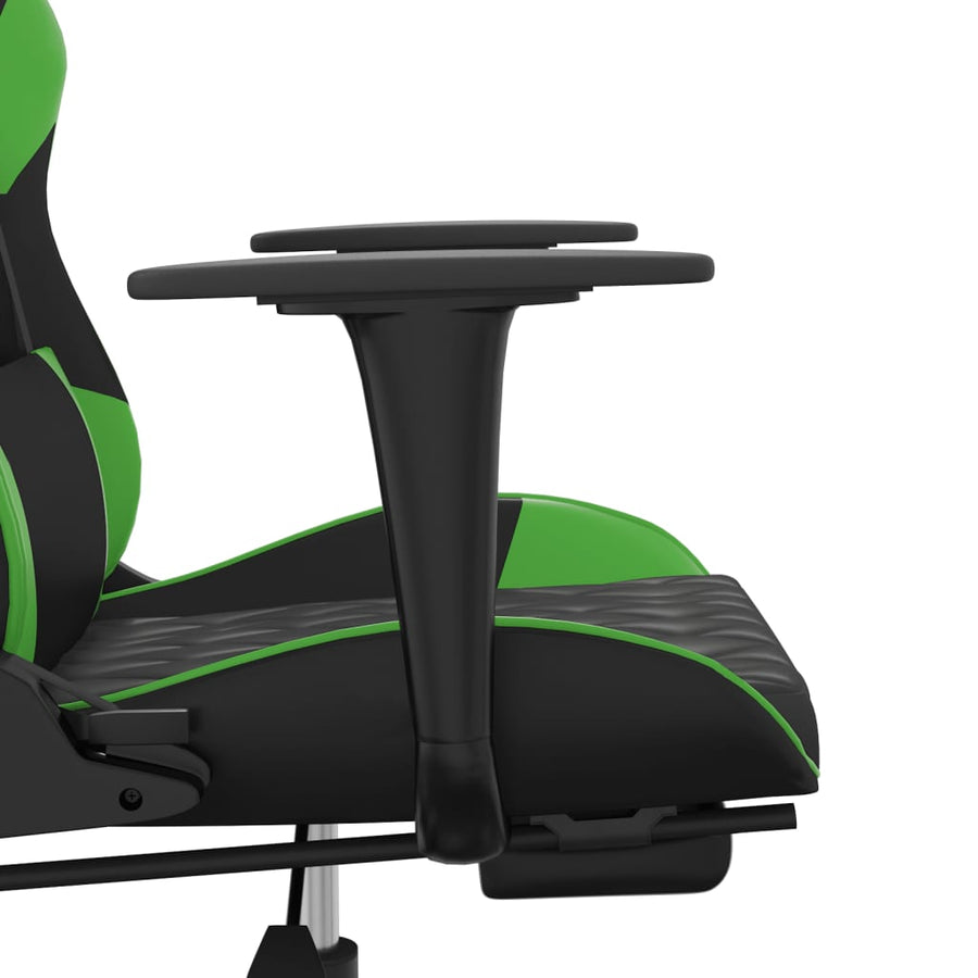 Gamestoel met voetensteun kunstleer zwart en groen Zwart en groen Met voetensteun