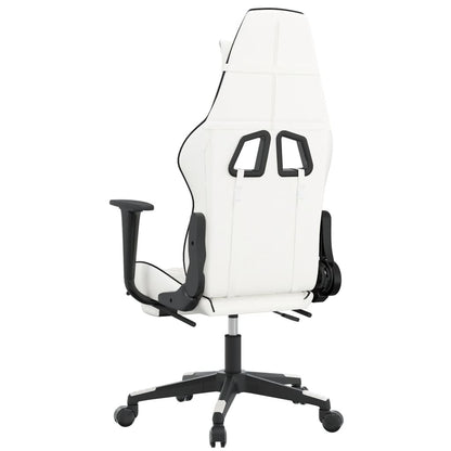 Gamestoel met voetensteun kunstleer wit en zwart Wit en zwart Met voetensteun