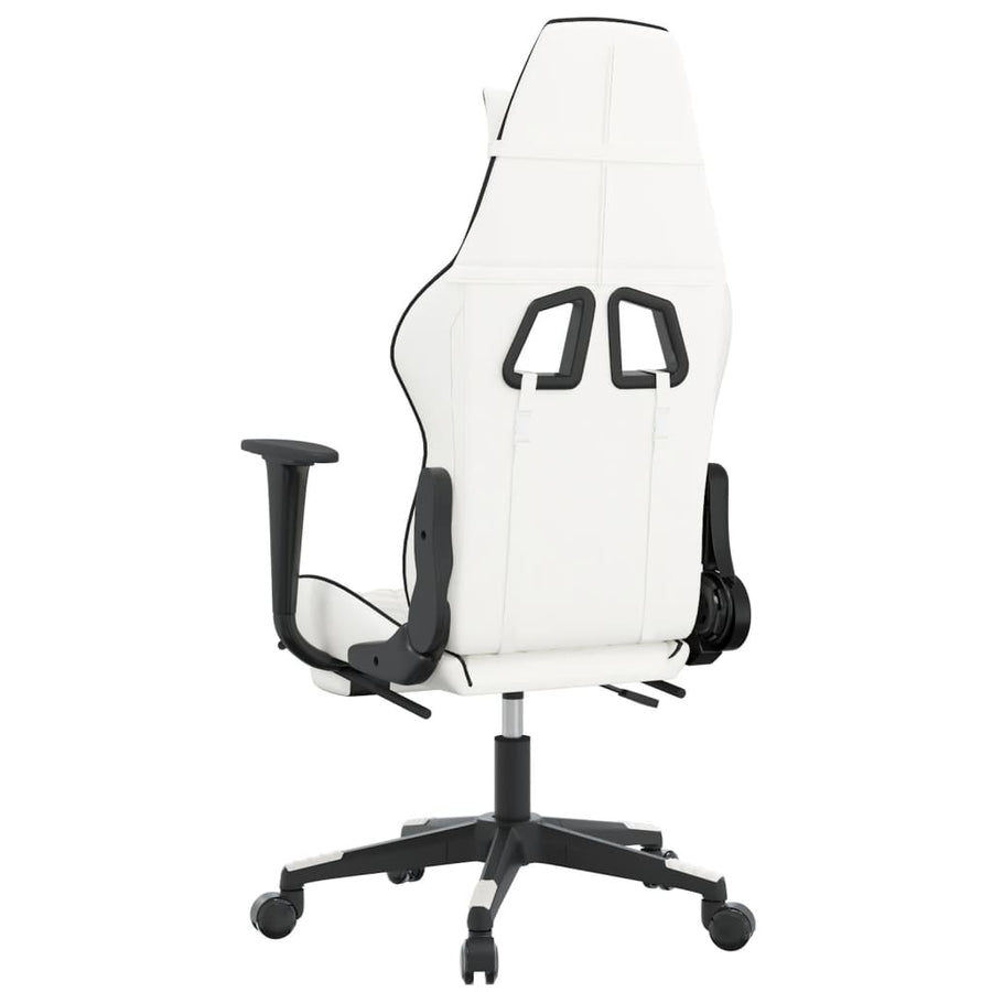 Gamestoel met voetensteun kunstleer wit en zwart Wit en zwart Met voetensteun