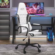Gamestoel kunstleer wit zwart 54x61.5x118.5-128 cm