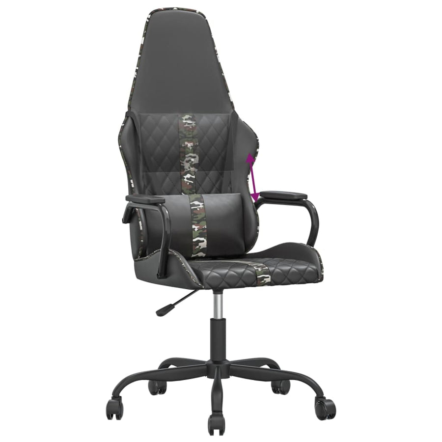Gamestoel kunstleer zwart en camouflage Zwart en camouflage