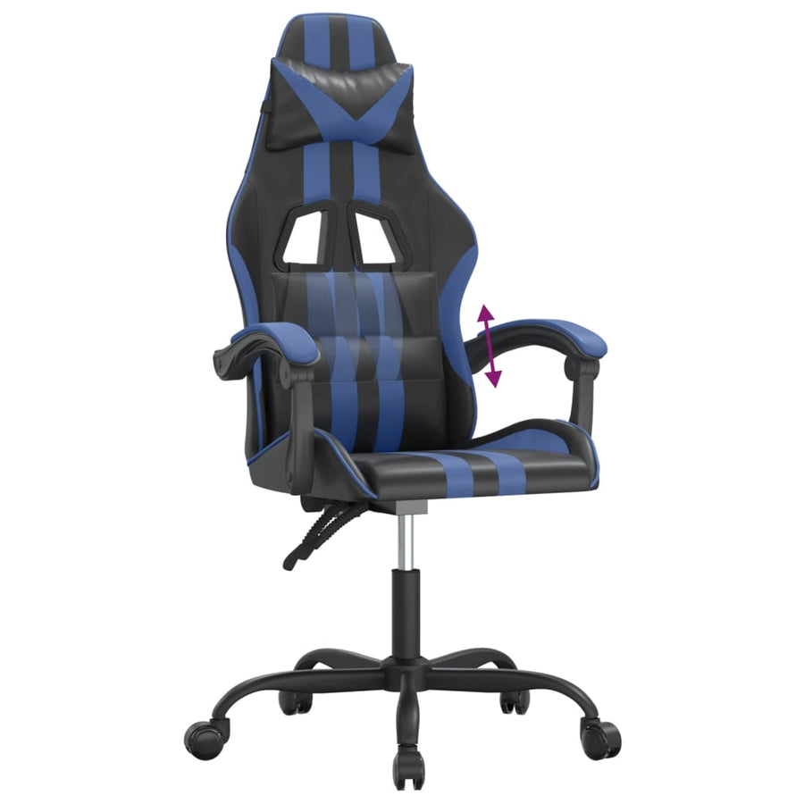 Gamestoel Kunstleer Zwart En Blauw 1 Zonder voetensteun