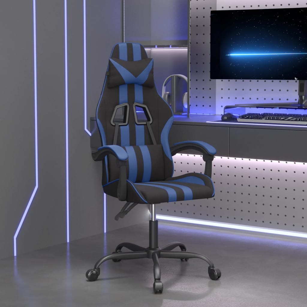 Gamestoel Kunstleer Zwart En Blauw 1 Zonder voetensteun