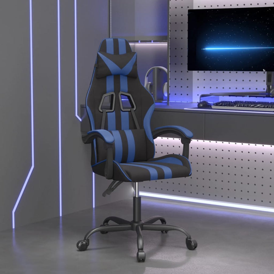 Gamestoel Kunstleer Zwart En Blauw 1 Zonder voetensteun