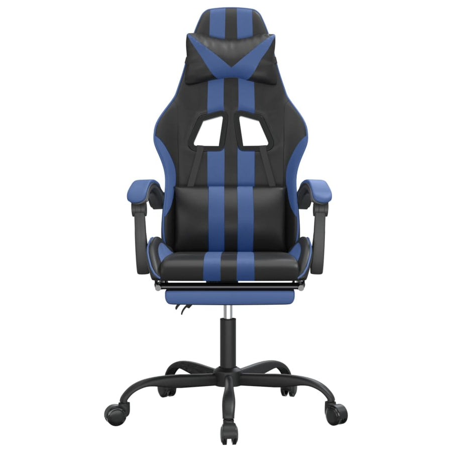 Gamestoel Met Voetensteun Kunstleer Zwart En Blauw 1