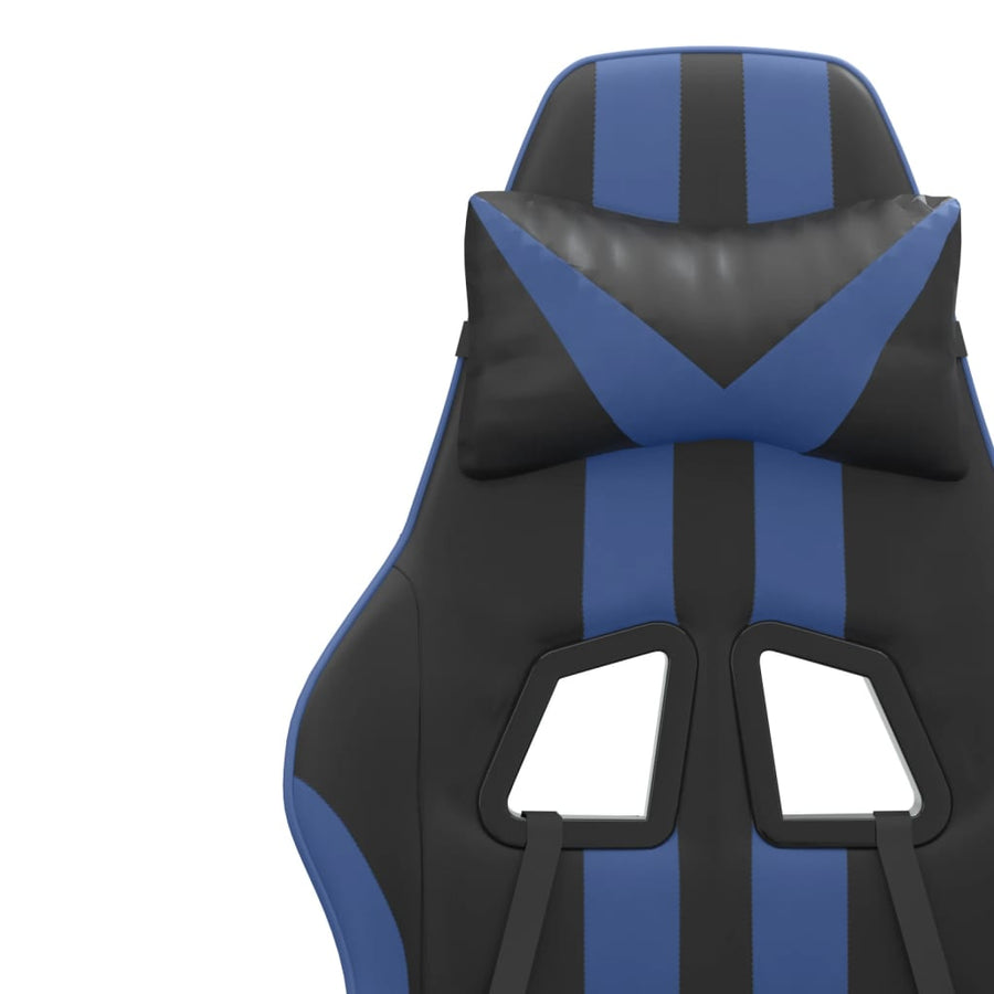 Gamestoel Met Voetensteun Kunstleer Zwart En Blauw 1