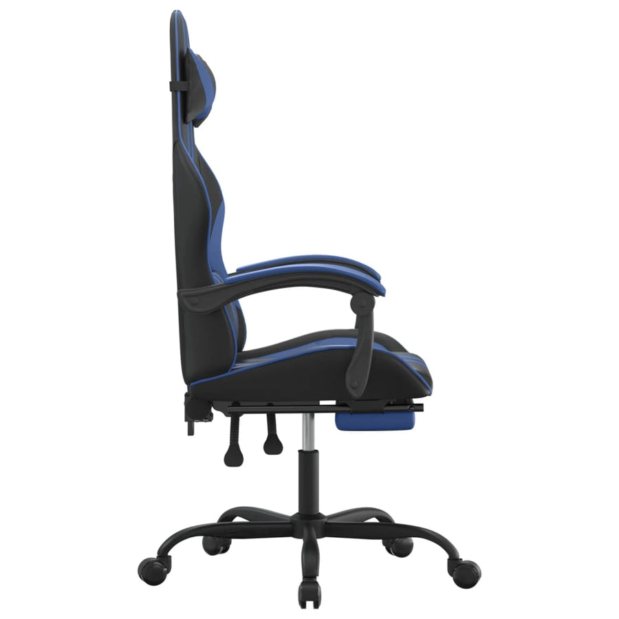 Gamestoel Met Voetensteun Kunstleer Zwart En Blauw 1