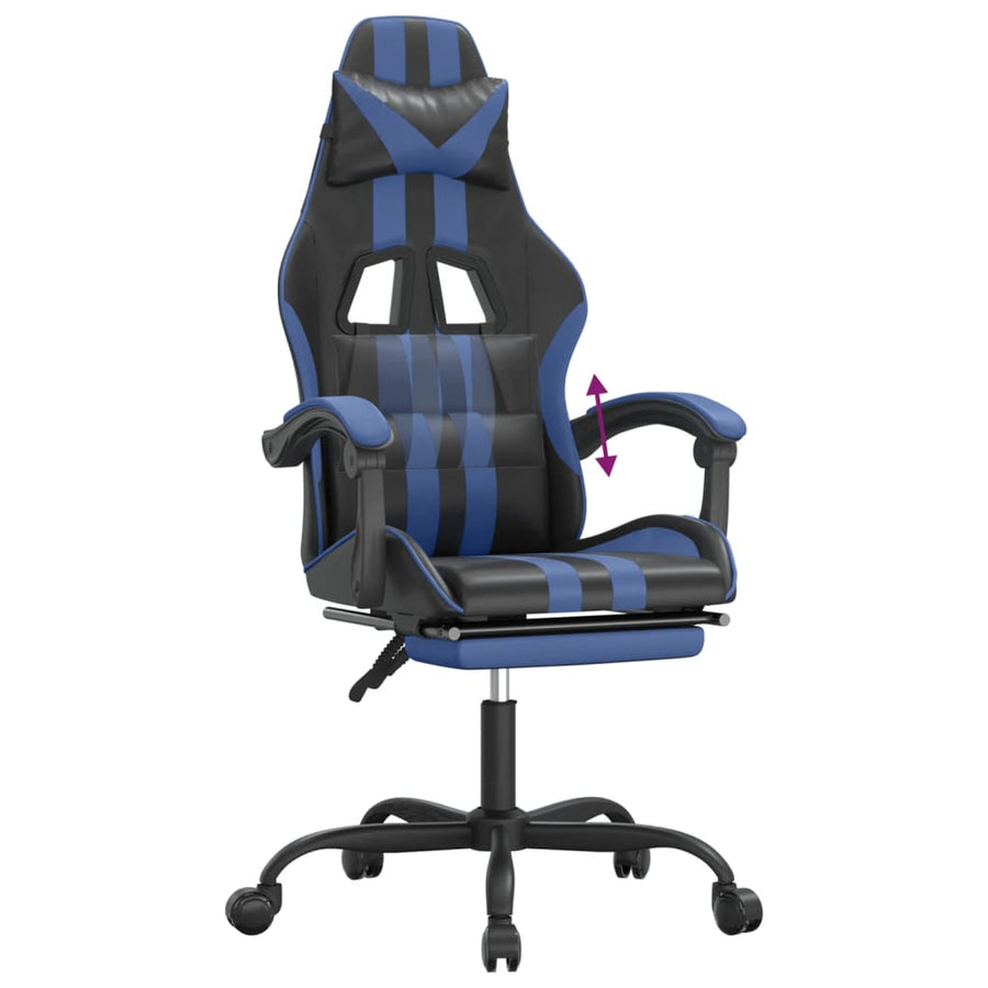 Gamestoel Met Voetensteun Kunstleer Zwart En Blauw 1