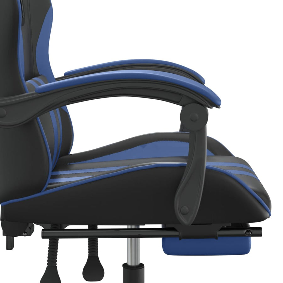 Gamestoel Met Voetensteun Kunstleer Zwart En Blauw 1