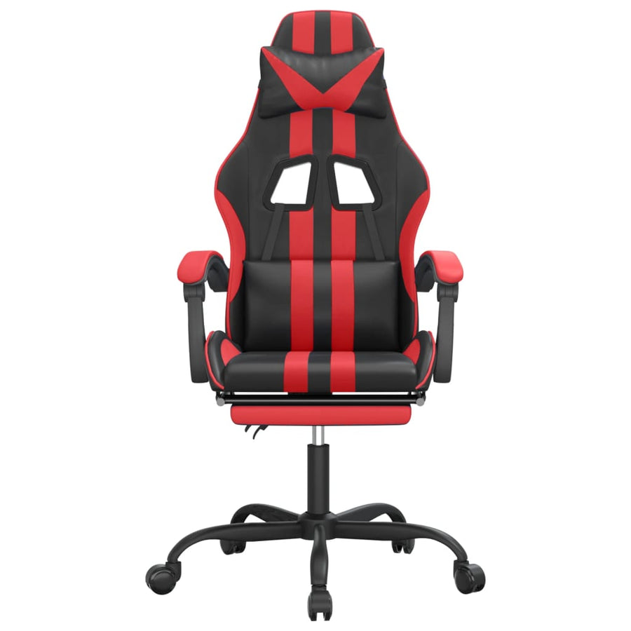 Gamestoel Kunstleer Zwart en rood Met voetensteun