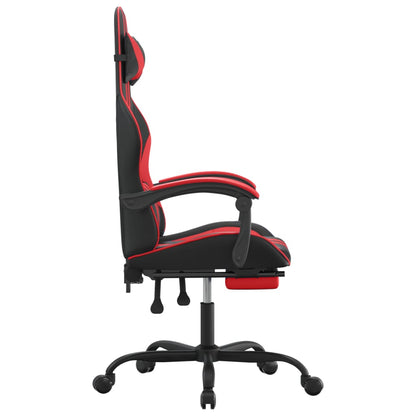 Gamestoel Kunstleer Zwart en rood Met voetensteun