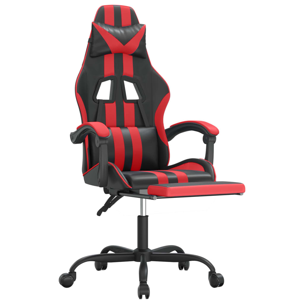 Gamestoel Kunstleer Zwart en rood Met voetensteun