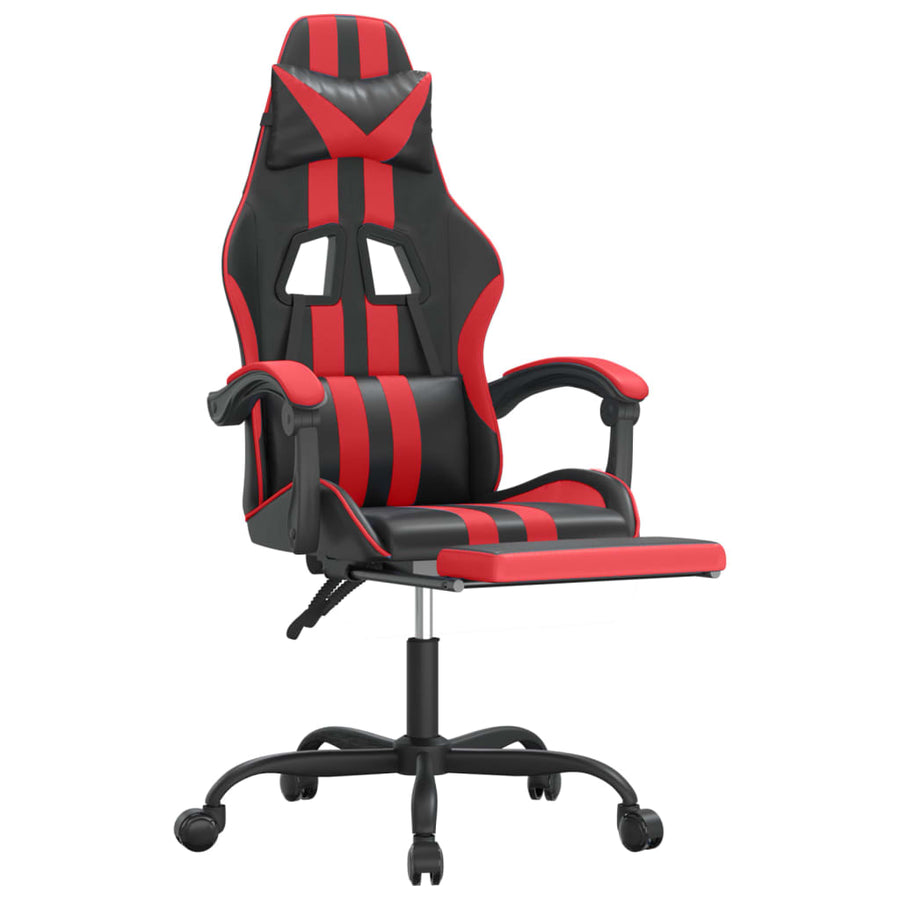 Gamestoel Kunstleer Zwart en rood Met voetensteun