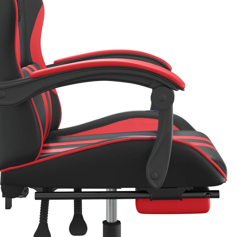 Gamestoel Kunstleer Zwart en rood Met voetensteun