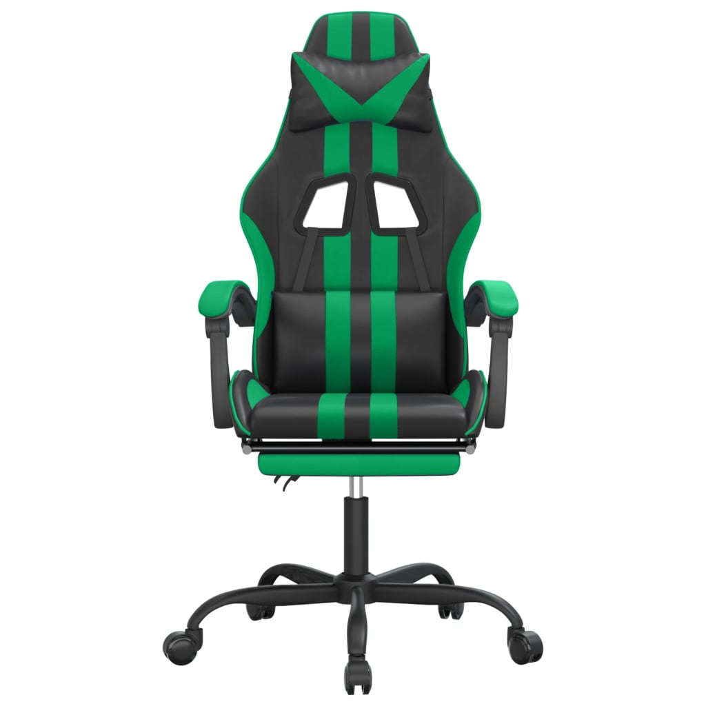 Gamestoel Met Voetensteun Kunstleer Zwart En Groen 1