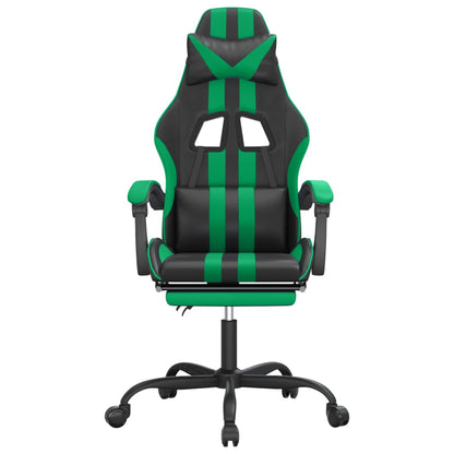 Gamestoel Met Voetensteun Kunstleer Zwart En Groen 1
