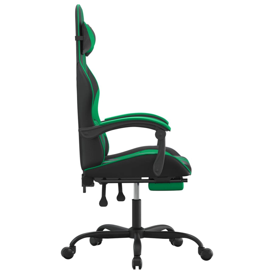 Gamestoel Met Voetensteun Kunstleer Zwart En Groen 1