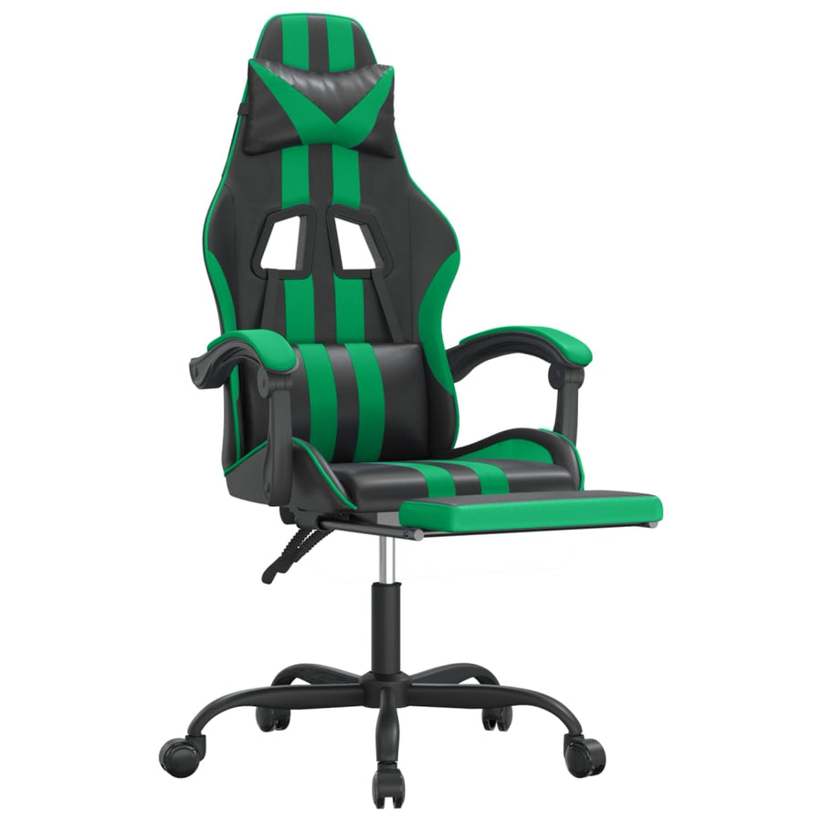 Gamestoel Met Voetensteun Kunstleer Zwart En Groen 1