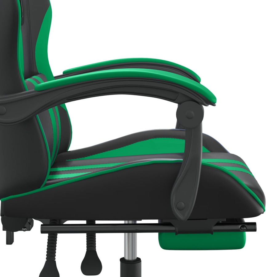 Gamestoel Met Voetensteun Kunstleer Zwart En Groen 1