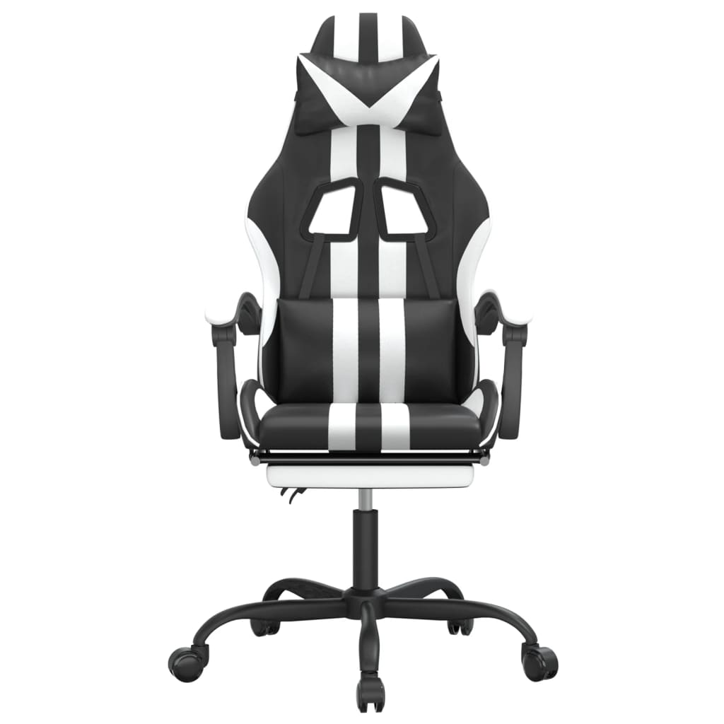 Gamestoel Met Voetensteun Kunstleer Zwart En Wit