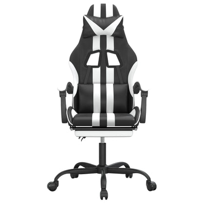 Gamestoel Met Voetensteun Kunstleer Zwart En Wit