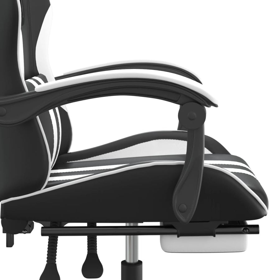 Gamestoel Met Voetensteun Kunstleer Zwart En Wit