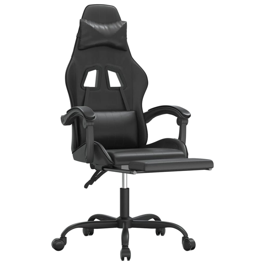 Gamestoel Met Voetensteun Kunstleer Zwart