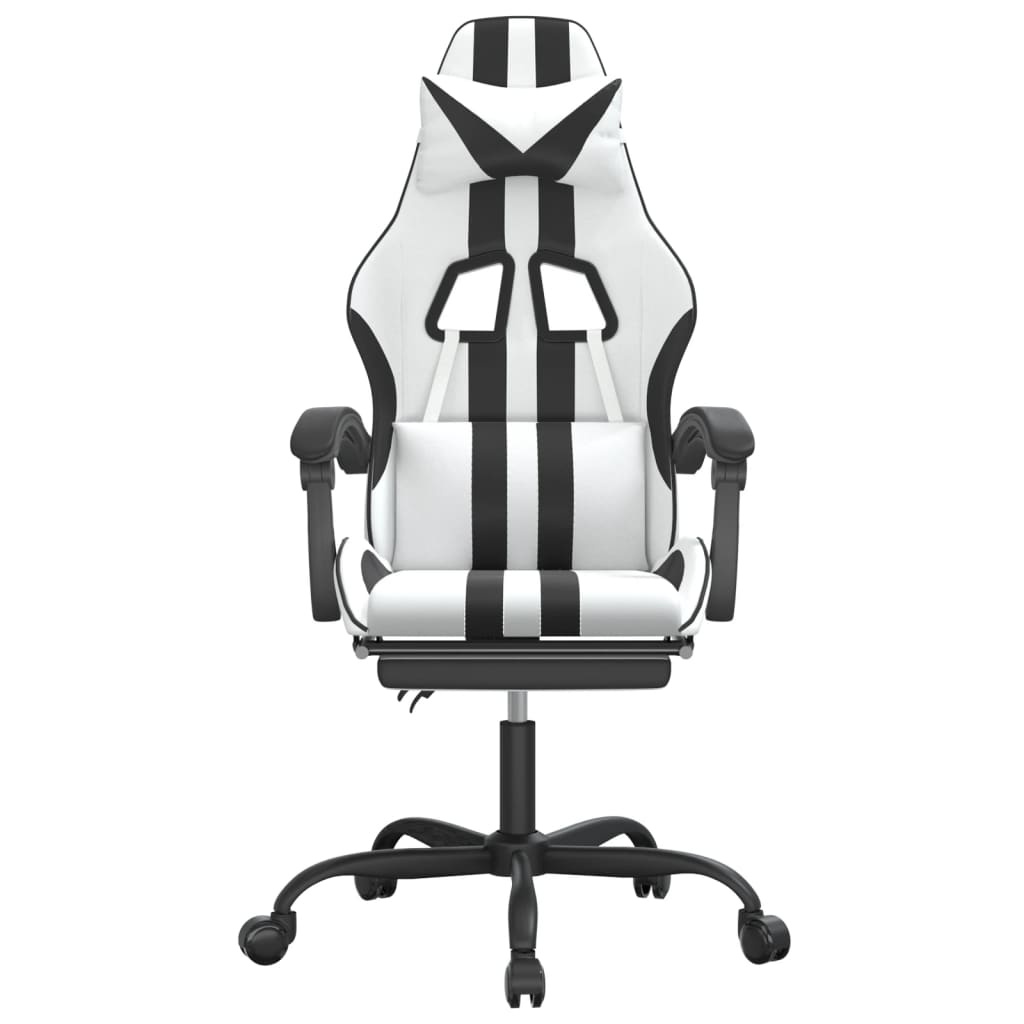 Gamestoel Met Voetensteun Kunstleer Wit En Zwart