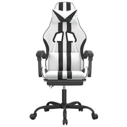 Gamestoel Met Voetensteun Kunstleer Wit En Zwart