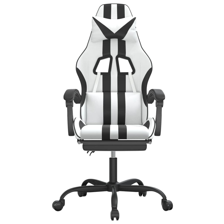 Gamestoel Met Voetensteun Kunstleer Wit En Zwart