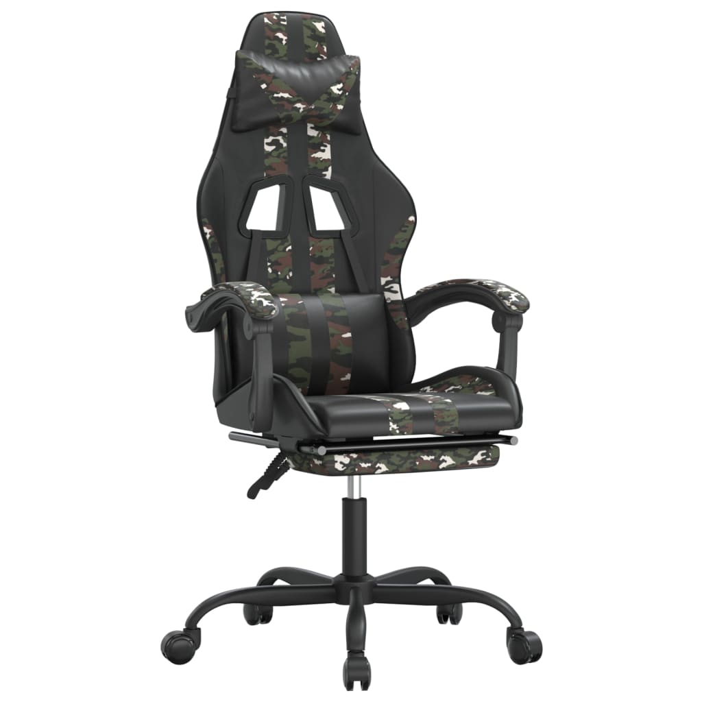 Gamestoel Kunstleer Zwart en camouflage Met voetensteun