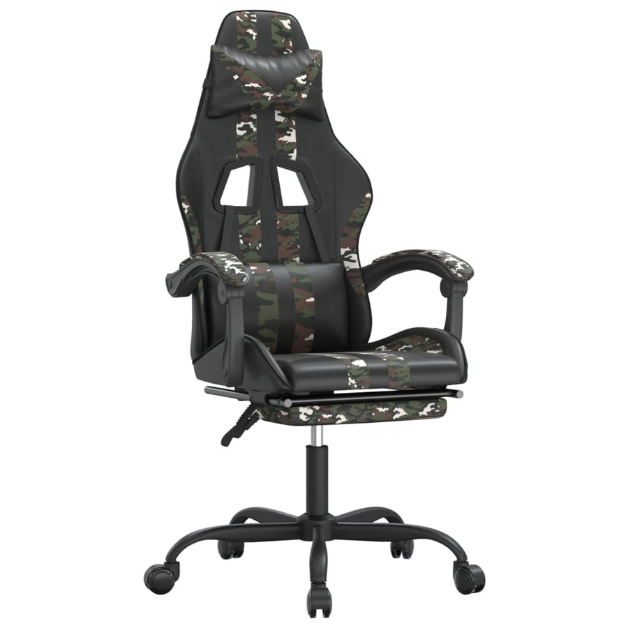 Gamestoel Kunstleer Zwart en camouflage Met voetensteun