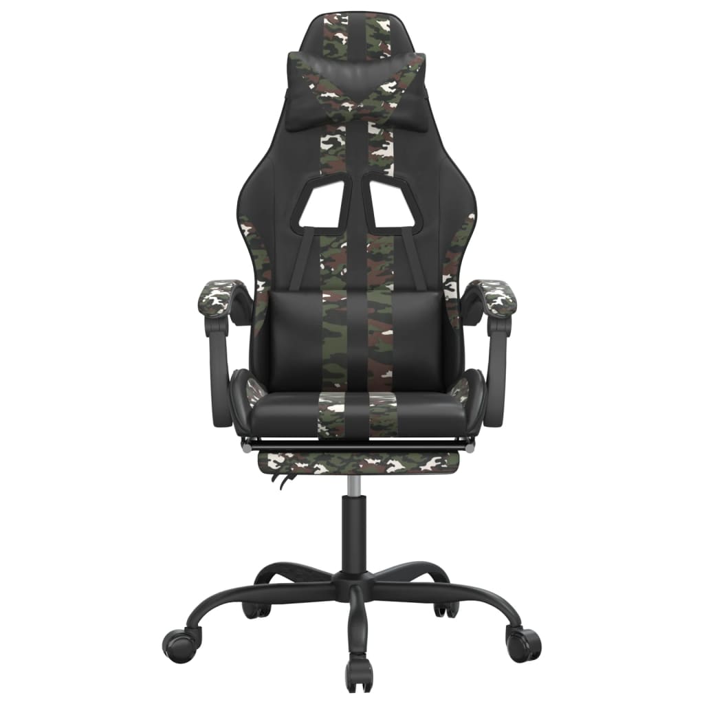 Gamestoel Kunstleer Zwart en camouflage Met voetensteun