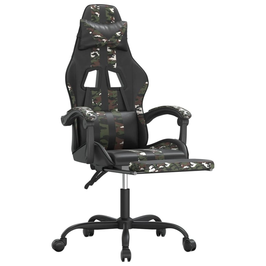Gamestoel Kunstleer Zwart en camouflage Met voetensteun