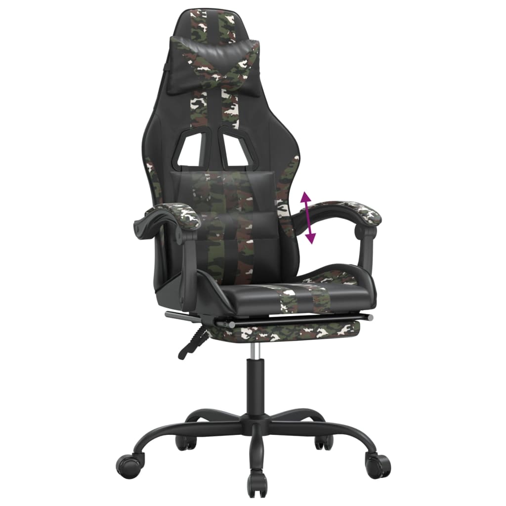 Gamestoel Kunstleer Zwart en camouflage Met voetensteun