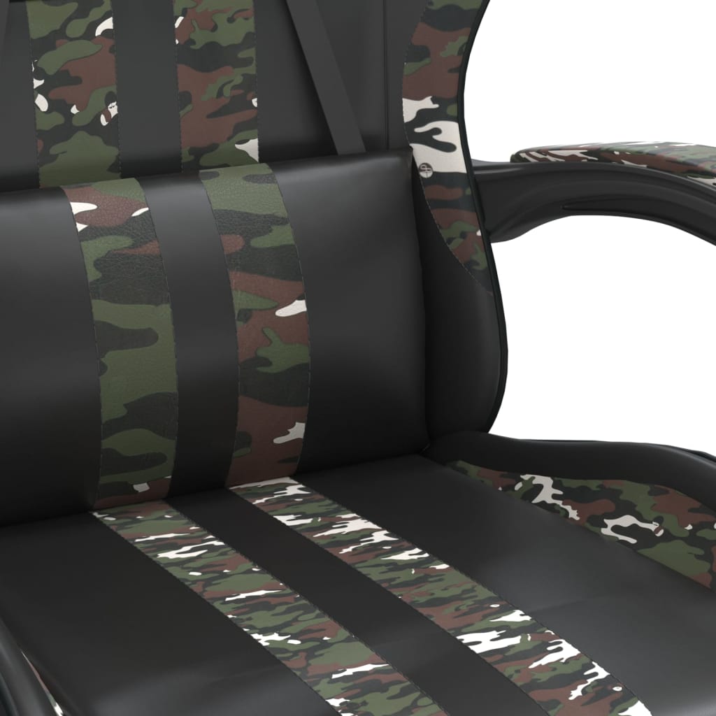 Gamestoel Kunstleer Zwart en camouflage Met voetensteun