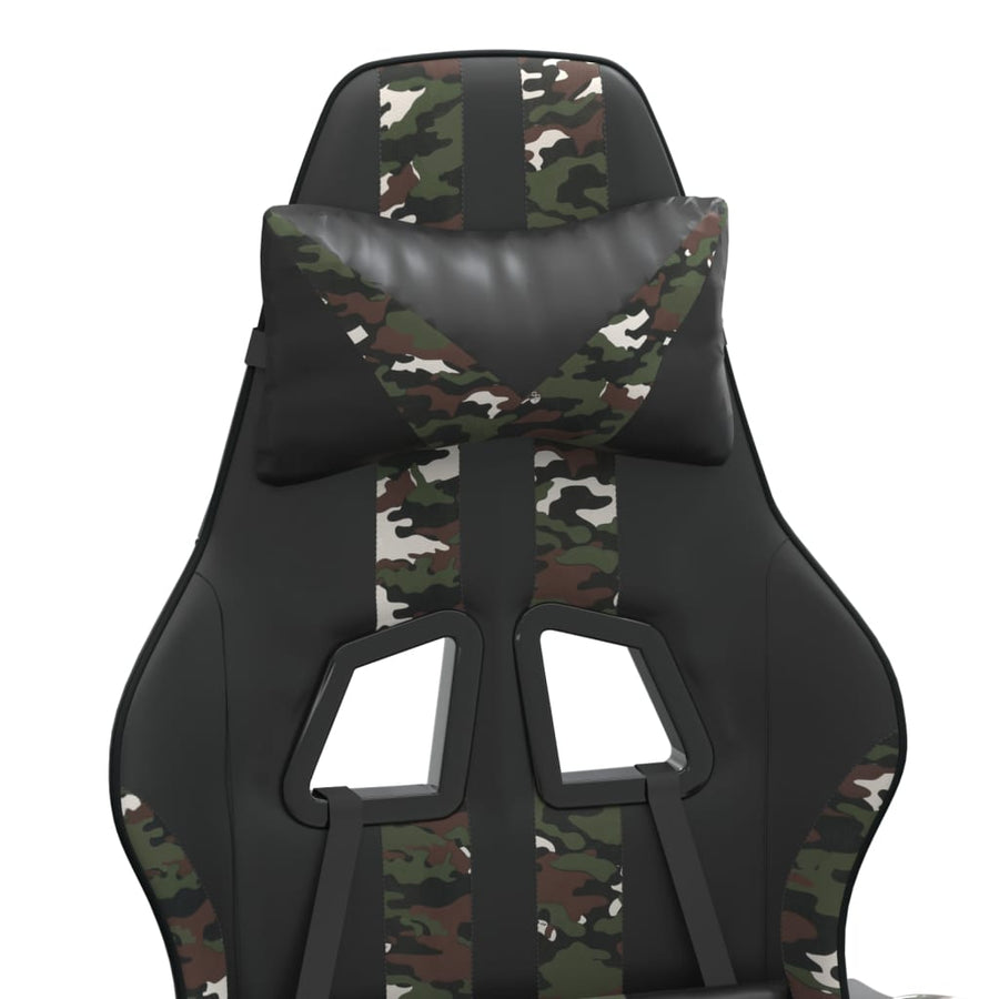 Gamestoel Kunstleer Zwart en camouflage Met voetensteun