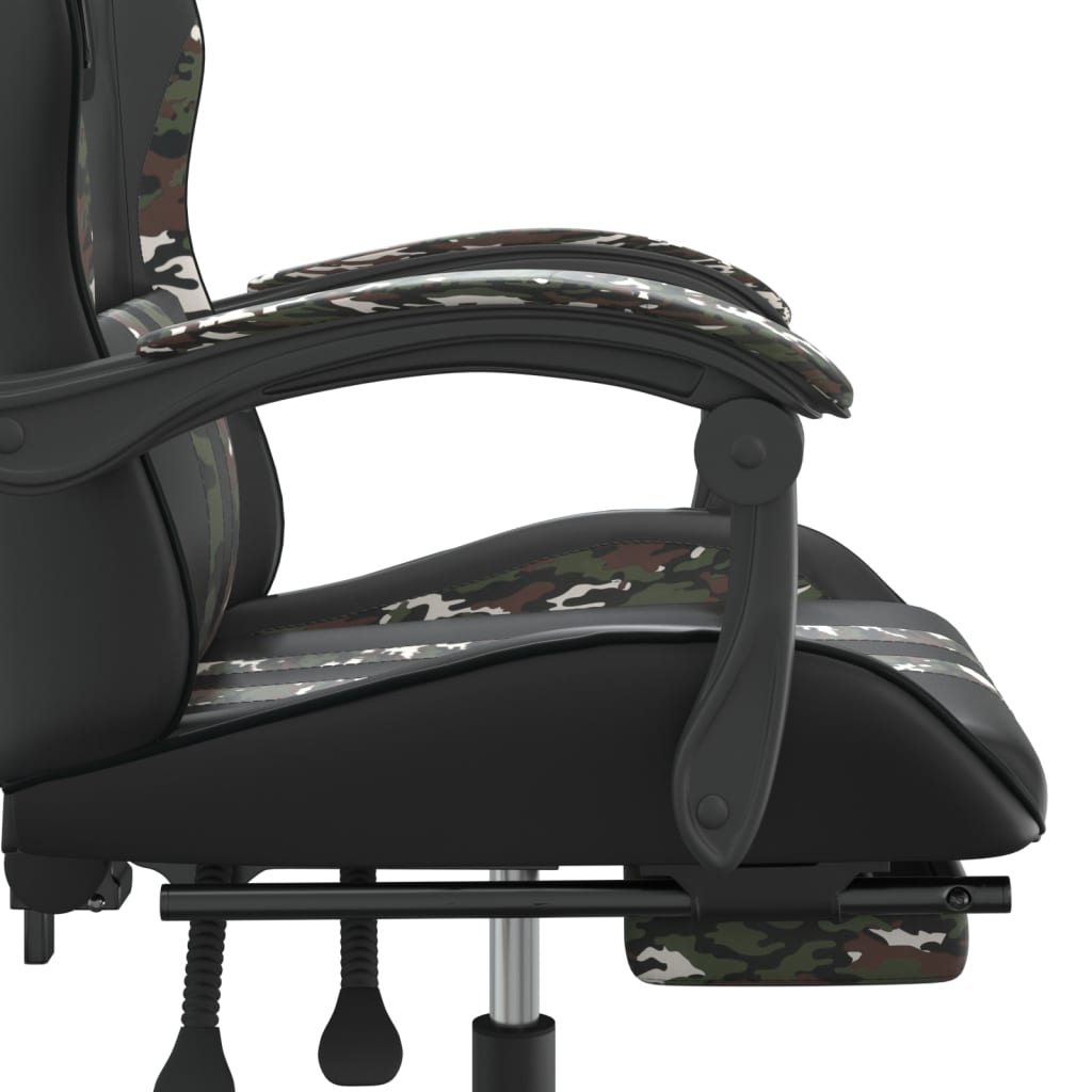 Gamestoel Kunstleer Zwart en camouflage Met voetensteun